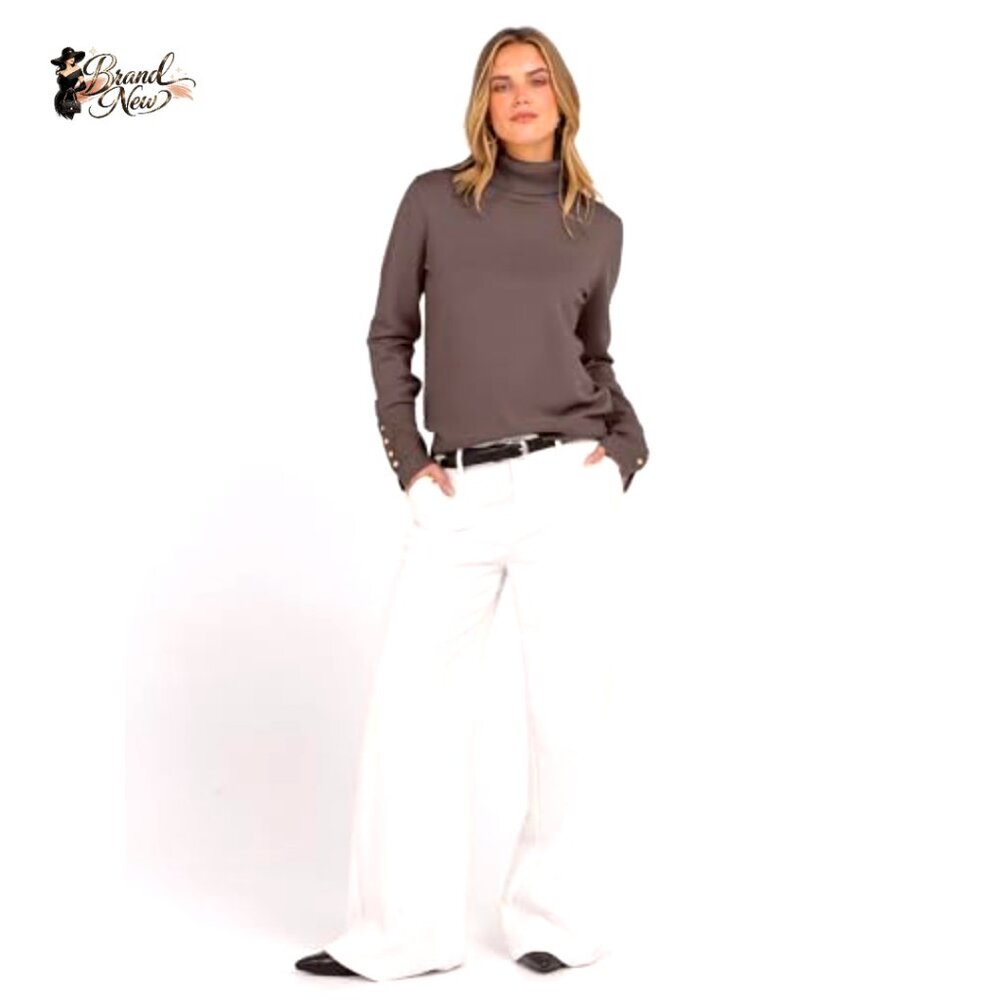 Turtleneck Sweater Pullover With Button Cuffs, So… - image 6